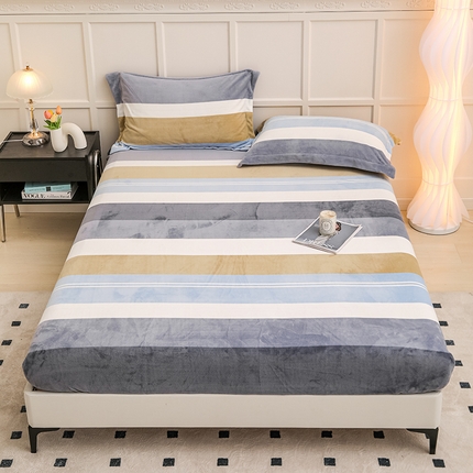 91家纺网 家纺一手货源 找家纺 （总）新款230克高克重印花牛奶绒床笠定做定制尺寸