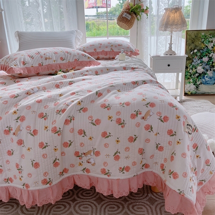 菊上家纺 2023秋冬新品法式花边全棉单床盖 小幸运