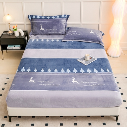 91家纺网 家纺一手货源 找家纺 （总）新款230克高克重印花牛奶绒床笠定做定制尺寸