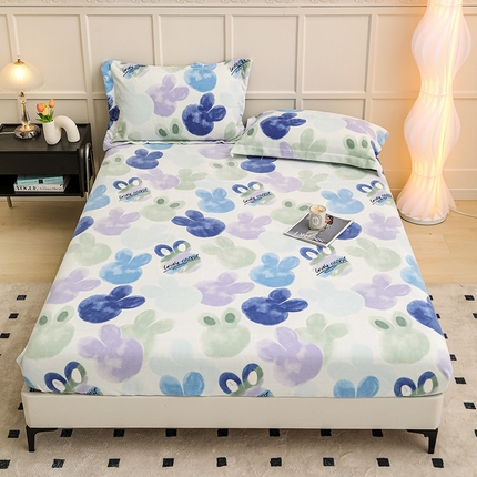 91家纺网 家纺一手货源 找家纺 （总）新款230克高克重印花牛奶绒床笠定做定制尺寸