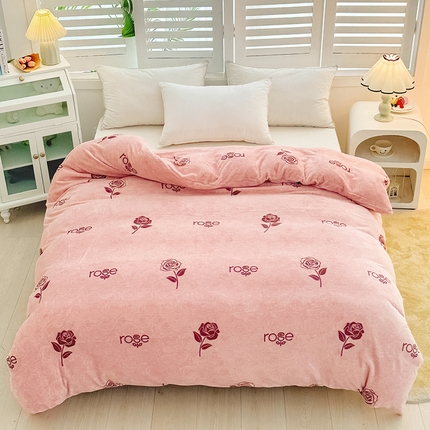 新款230克高克重印花牛奶绒单被套定制定做尺寸 玫瑰