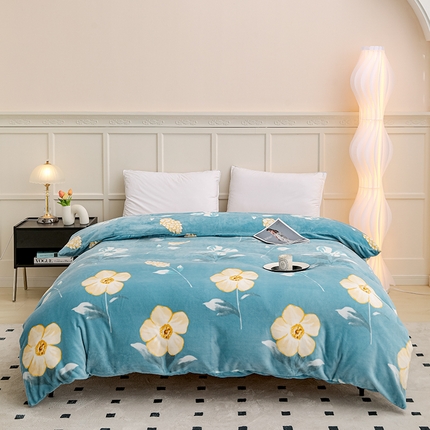新款230克高克重印花牛奶绒单被套定制定做尺寸 沁园花香