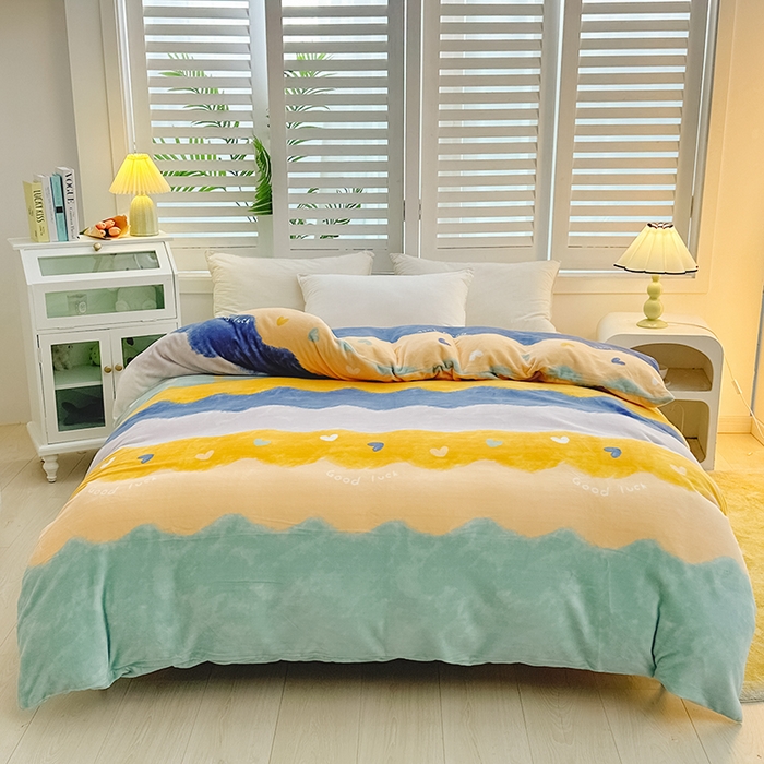 91家纺网 家纺一手货源 找家纺 新款230克高克重印花牛奶绒单被套定制定做尺寸 畅想