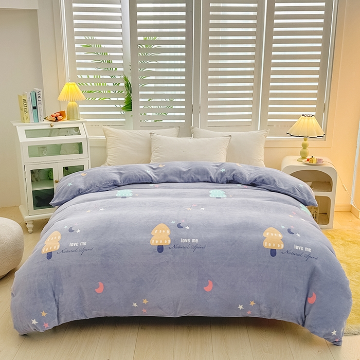 91家纺网 家纺一手货源 找家纺 新款230克高克重印花牛奶绒单被套定制定做尺寸 漫画树