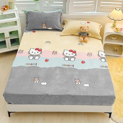 91家纺网 家纺一手货源 找家纺 （总）新款230克高克重印花牛奶绒床笠定做定制尺寸