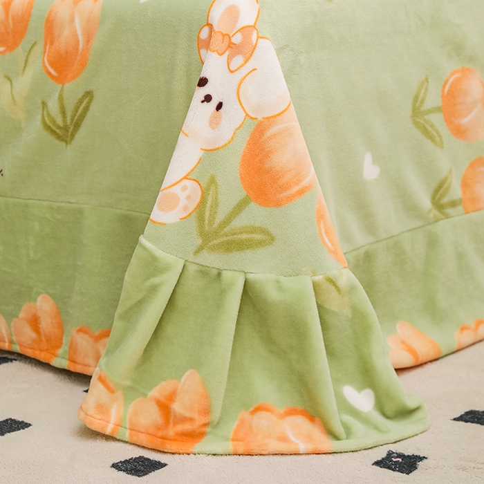 91家纺网 家纺一手货源 找家纺 新款230克印花牛奶绒床单定制定做尺寸  花海