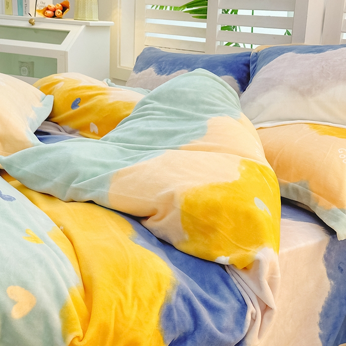 91家纺网 家纺一手货源 找家纺 新款230克高克重印花牛奶绒四件套定做定制尺寸 畅想