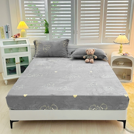 91家纺网 家纺一手货源 找家纺 （总）新款230克高克重印花牛奶绒床笠定做定制尺寸