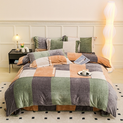 新款230克高克重印花牛奶绒四件套定做定制尺寸 格调