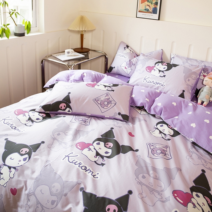 91家纺网 家纺一手货源 找家纺 博雅 2023新款三丽鸥卡通全棉四件套系列--第二批 开心库洛米