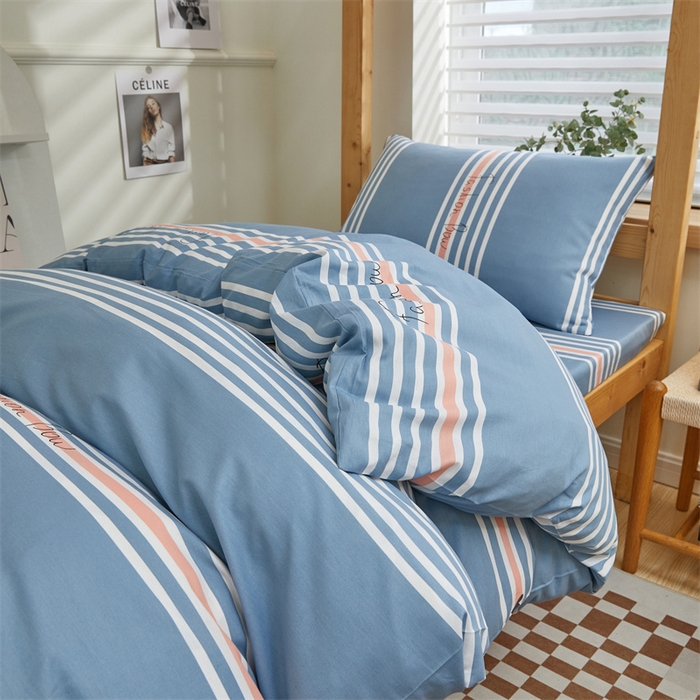 91家纺网 家纺一手货源 找家纺 杜先生 2023新款13372学生宿舍三件套纯棉三件套床单款 新都时尚-蓝