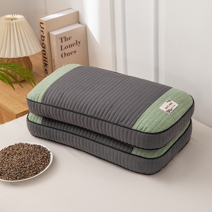 织布人 2023新款荞麦枕全棉韩式砂洗面包枕全荞麦壳颈椎枕头枕芯 砂洗面包枕-深灰