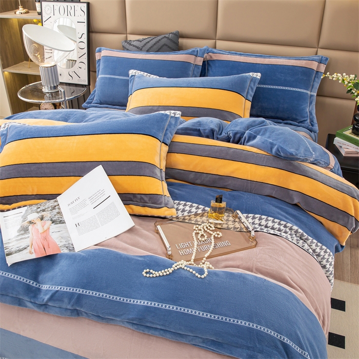 91家纺网 家纺一手货源 找家纺 优姿家纺 2024新款加厚全消光牛奶棉印花四件套 冬日暖阳