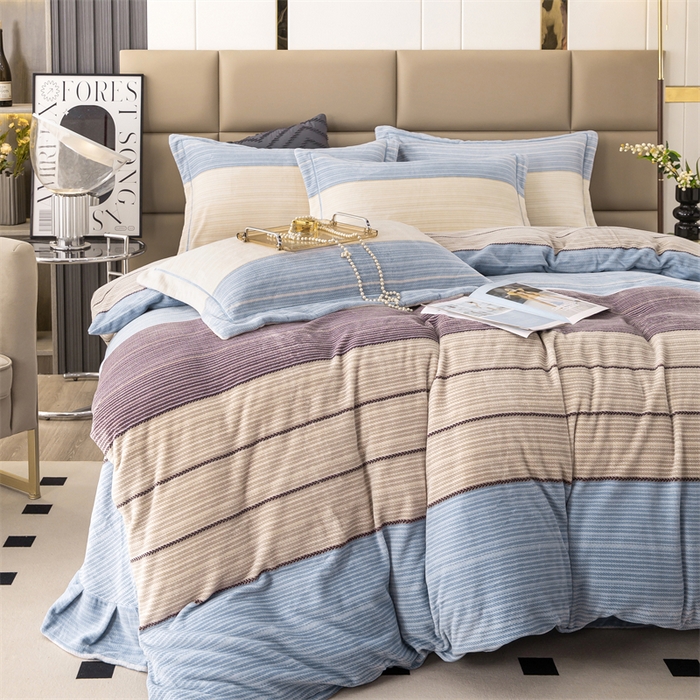 91家纺网 家纺一手货源 找家纺 优姿家纺 2024新款加厚全消光牛奶棉印花四件套 伊洛克灰