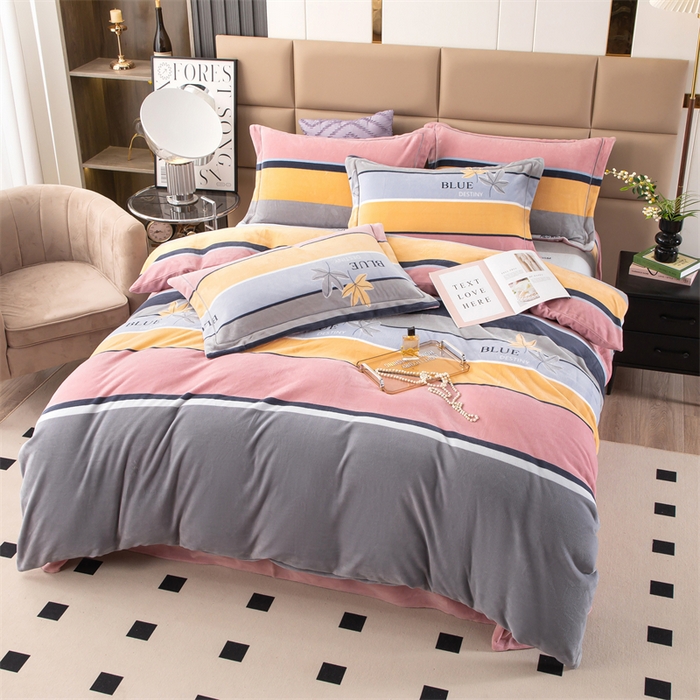 91家纺网 家纺一手货源 找家纺 优姿家纺 2024新款加厚全消光牛奶棉印花四件套 枫叶之恋