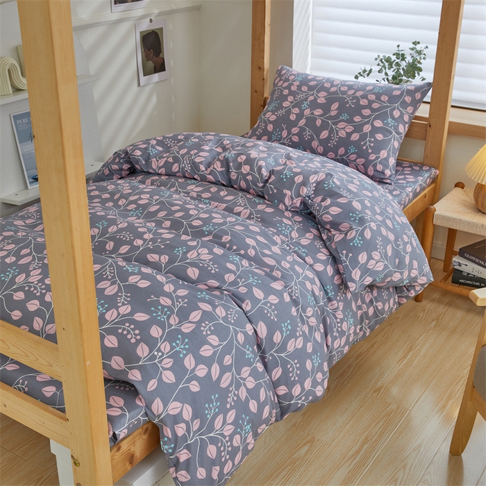 91家纺网 家纺一手货源 找家纺 杜先生 2023新款13372学生宿舍三件套纯棉三件套床单款 叶叶情深-晴