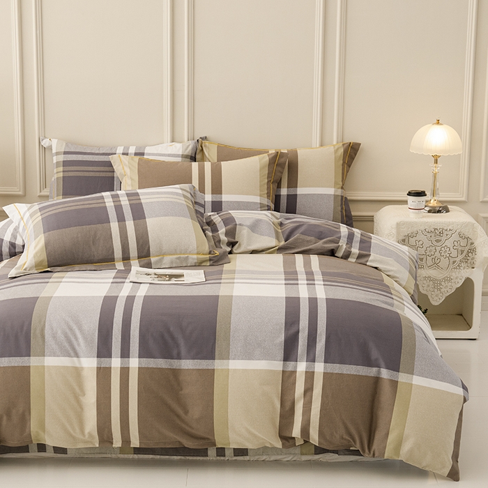 91家纺网 家纺一手货源 找家纺 新款50双股澳棉印花四件套定做任意尺寸 格子