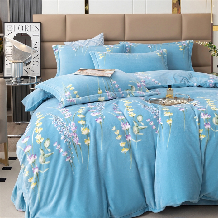 91家纺网 家纺一手货源 找家纺 优姿家纺 2024新款加厚全消光牛奶棉印花四件套 薰衣草兰