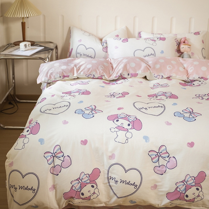 91家纺网 家纺一手货源 找家纺 博雅 2023新款三丽鸥卡通全棉四件套系列--第二批 樱桃美乐蒂