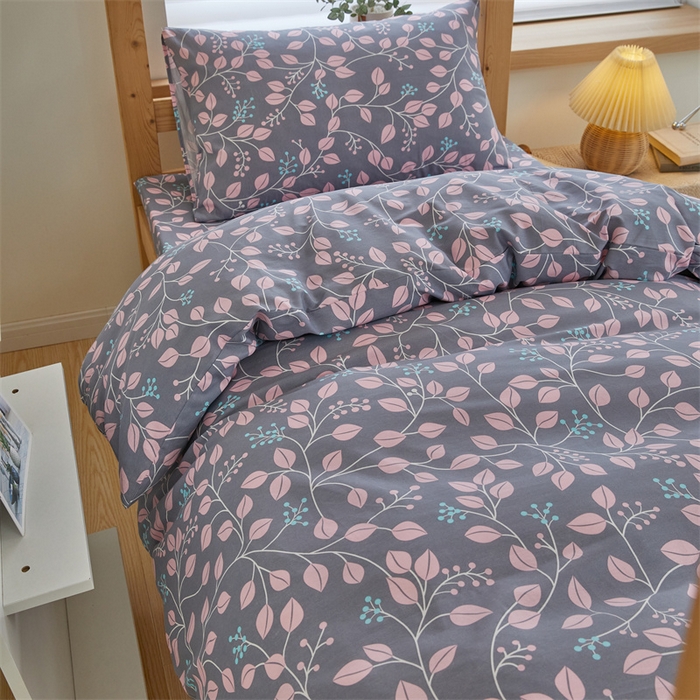 91家纺网 家纺一手货源 找家纺 杜先生 2023新款13372学生宿舍三件套纯棉三件套床单款 叶叶情深-晴