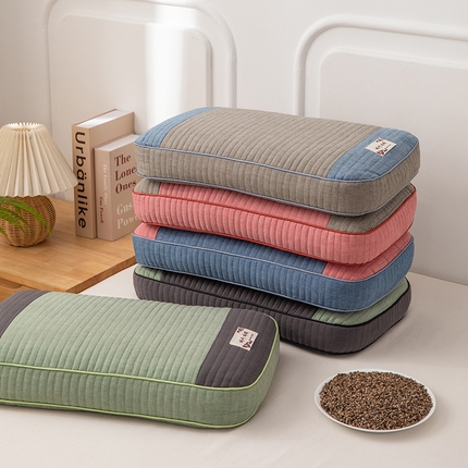 （总）织布人 2023新款荞麦枕全棉韩式砂洗面包枕全荞麦壳颈椎枕头枕芯