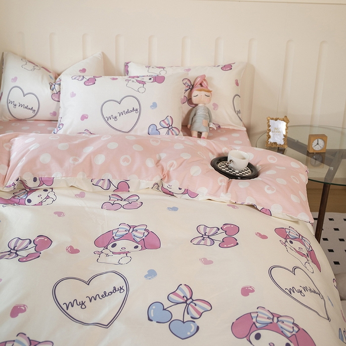 91家纺网 家纺一手货源 找家纺 博雅 2023新款三丽鸥卡通全棉四件套系列--第二批 樱桃美乐蒂