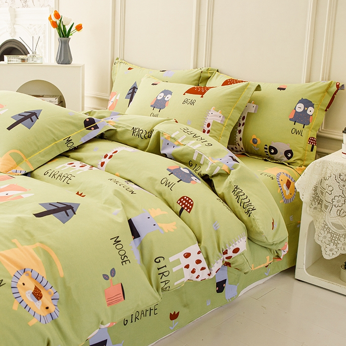 91家纺网 家纺一手货源 找家纺 新款50双股澳棉印花四件套定做任意尺寸 动物世界