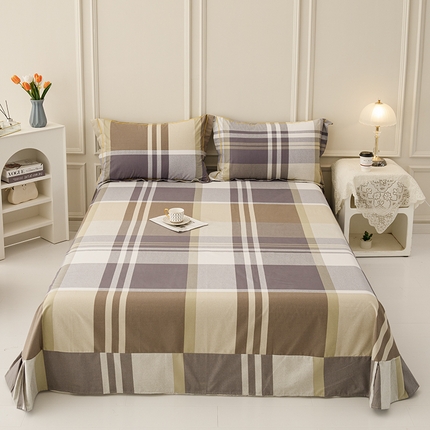 新款50双股澳棉印花单床单定做定制尺寸 格子