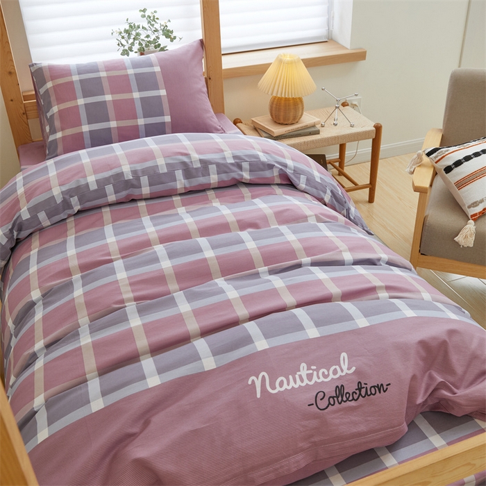 91家纺网 家纺一手货源 找家纺 杜先生 2023新款13372学生宿舍三件套纯棉三件套床单款 格调-粉