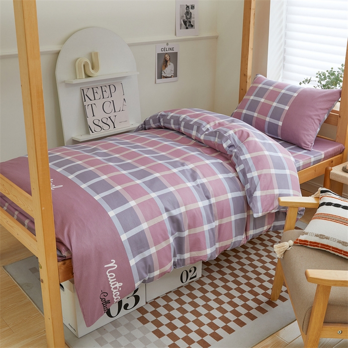 91家纺网 家纺一手货源 找家纺 杜先生 2023新款13372学生宿舍三件套纯棉三件套床单款 格调-粉