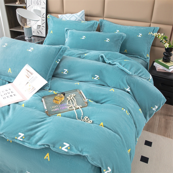 91家纺网 家纺一手货源 找家纺 优姿家纺 2024新款加厚全消光牛奶棉印花四件套 玩趣字母