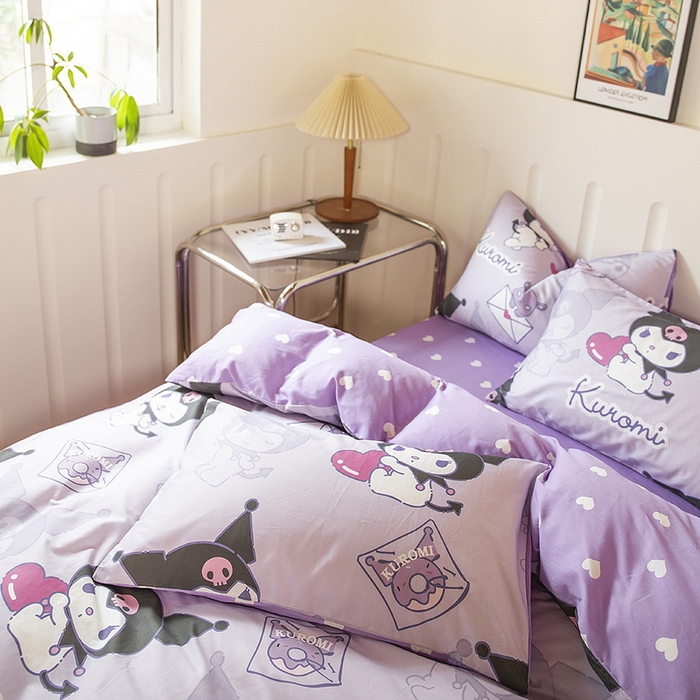 91家纺网 家纺一手货源 找家纺 博雅 2023新款三丽鸥卡通全棉四件套系列--第二批 开心库洛米