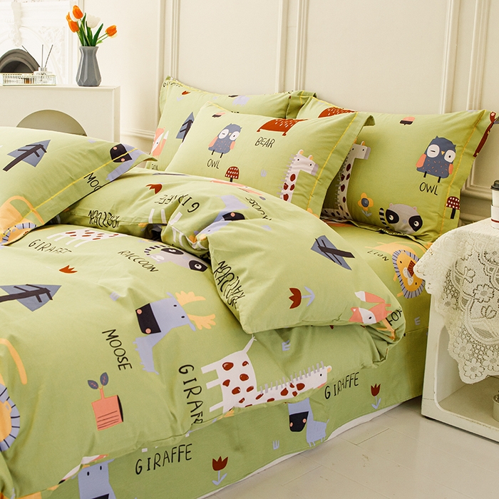 91家纺网 家纺一手货源 找家纺 新款50双股澳棉印花四件套定做任意尺寸 动物世界