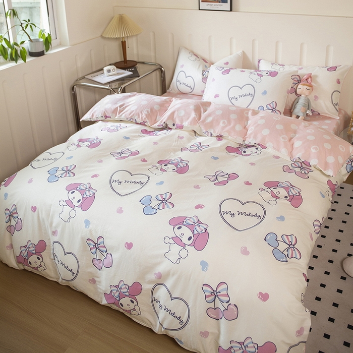 91家纺网 家纺一手货源 找家纺 博雅 2023新款三丽鸥卡通全棉四件套系列--第二批 樱桃美乐蒂