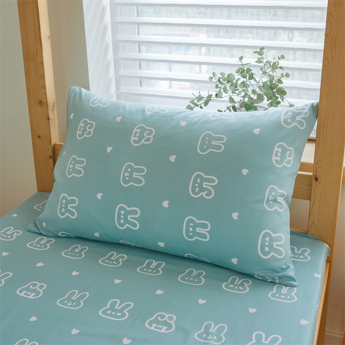 91家纺网 家纺一手货源 找家纺 杜先生 2023新款13372学生宿舍三件套纯棉三件套床单款 波比兔-绿