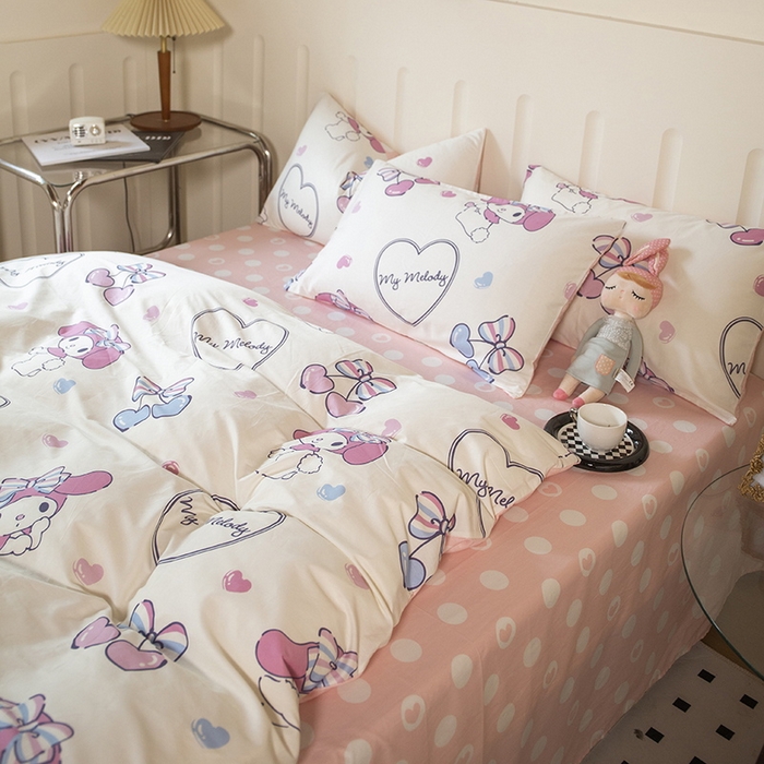 91家纺网 家纺一手货源 找家纺 博雅 2023新款三丽鸥卡通全棉四件套系列--第二批 樱桃美乐蒂