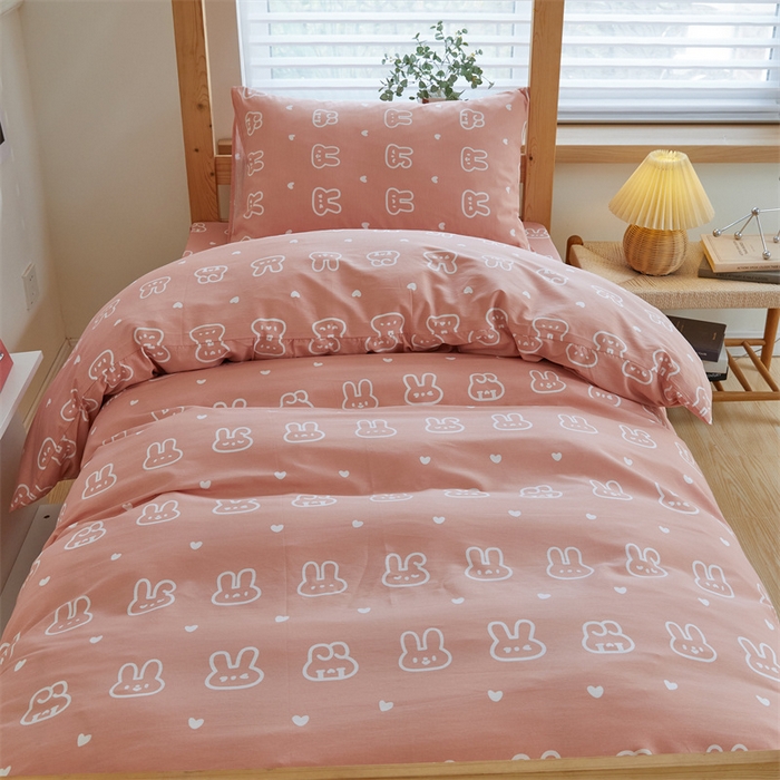91家纺网 家纺一手货源 找家纺 杜先生 2023新款13372学生宿舍三件套纯棉三件套床单款 波比兔-粉