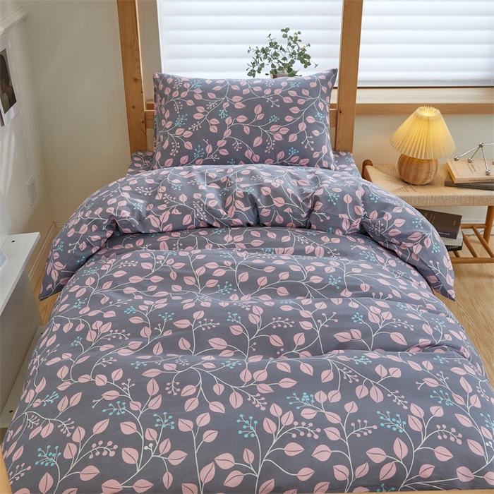 91家纺网 家纺一手货源 找家纺 杜先生 2023新款13372学生宿舍三件套纯棉三件套床单款 叶叶情深-晴