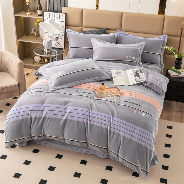 91家纺网 家纺一手货源 找家纺 优姿家纺 2024新款加厚全消光牛奶棉印花四件套 都市丽人