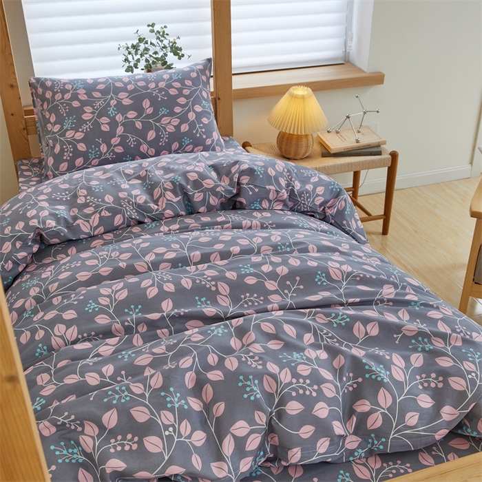 91家纺网 家纺一手货源 找家纺 杜先生 2023新款13372学生宿舍三件套纯棉三件套床单款 叶叶情深-晴