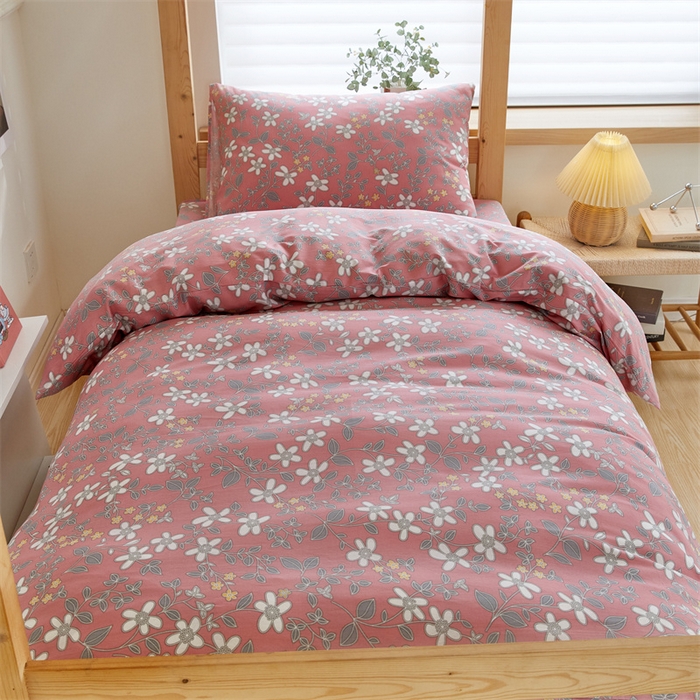 91家纺网 家纺一手货源 找家纺 杜先生 2023新款13372学生宿舍三件套纯棉三件套床单款 粉色小花花