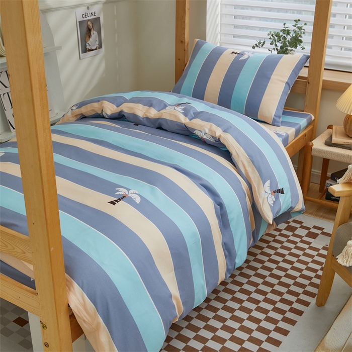 91家纺网 家纺一手货源 找家纺 杜先生 2023新款13372学生宿舍三件套纯棉三件套床单款 彩虹条