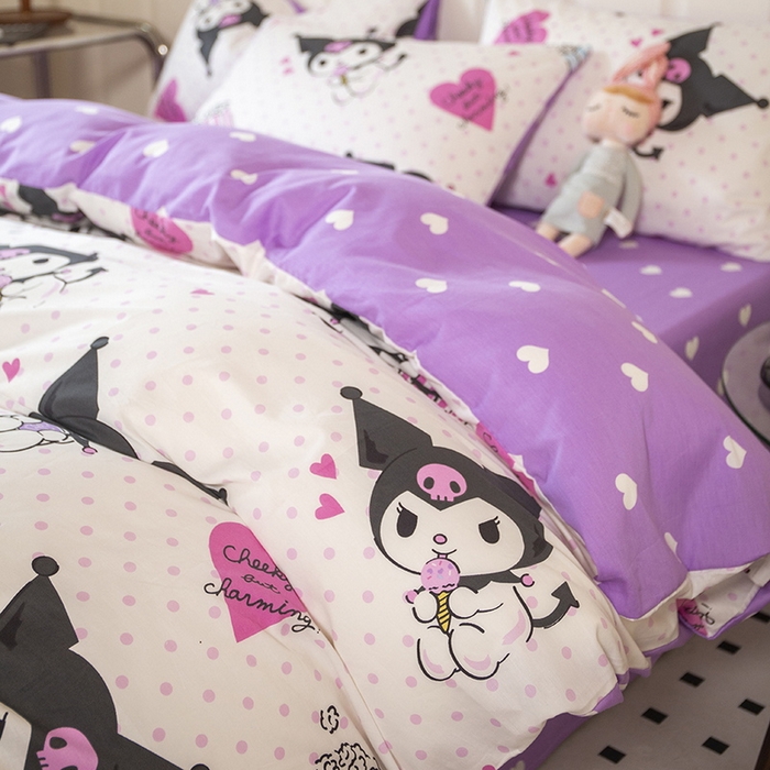 91家纺网 家纺一手货源 找家纺 博雅 2023新款三丽鸥卡通全棉四件套系列--第二批 甜筒库洛米