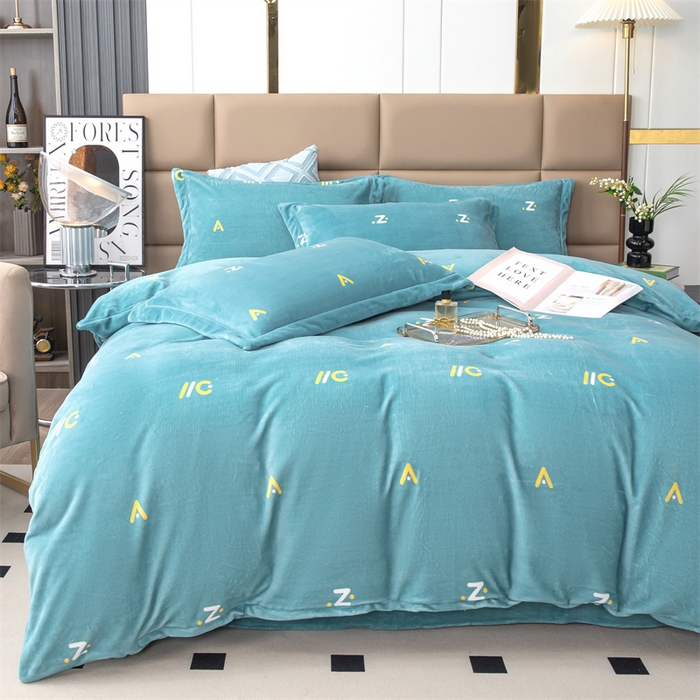 91家纺网 家纺一手货源 找家纺 优姿家纺 2024新款加厚全消光牛奶棉印花四件套 玩趣字母