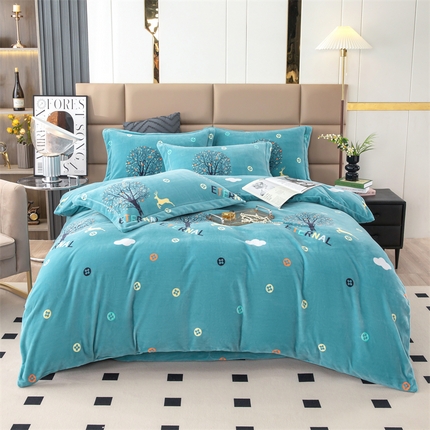 91家纺网 家纺一手货源 找家纺 （总）优姿家纺 2024新款加厚全消光牛奶棉印花四件套