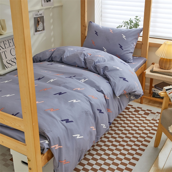 91家纺网 家纺一手货源 找家纺 杜先生 2023新款13372学生宿舍三件套纯棉三件套床单款 心愿-灰