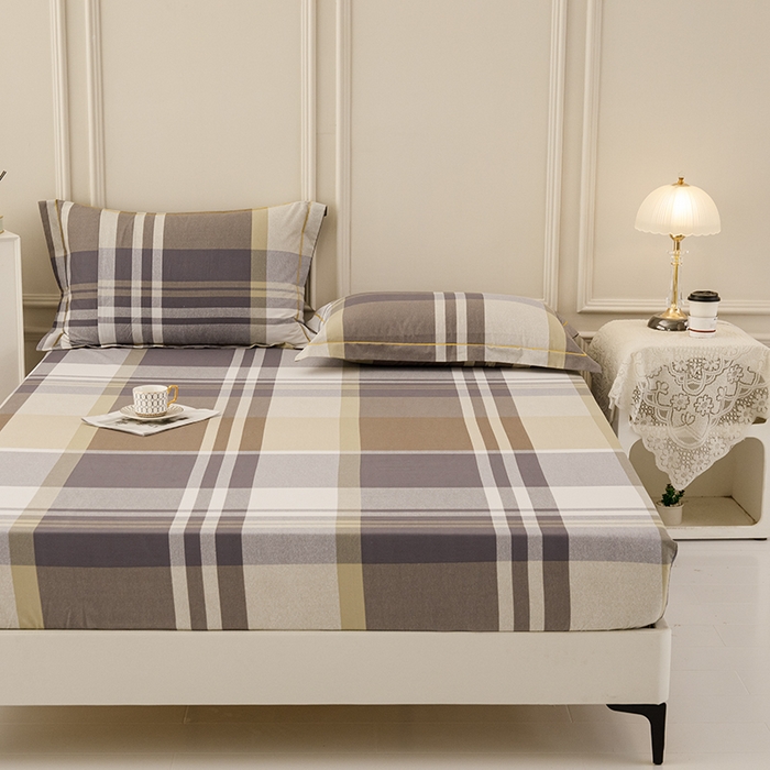 91家纺网 家纺一手货源 找家纺 新款50双股澳棉印花床笠定做定制任意尺寸 格子