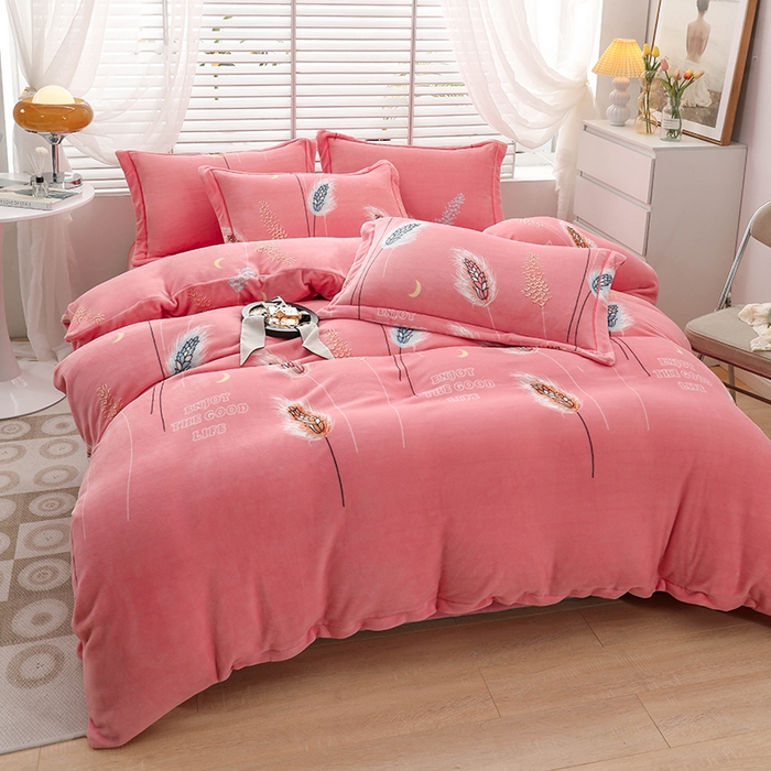 91家纺网 家纺一手货源 找家纺 优姿家纺 2024新款加厚全消光牛奶棉印花四件套 风吹麦浪