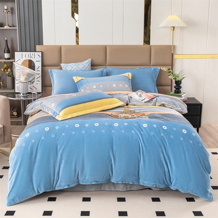 91家纺网 家纺一手货源 找家纺 优姿家纺 2024新款加厚全消光牛奶棉印花四件套 相约