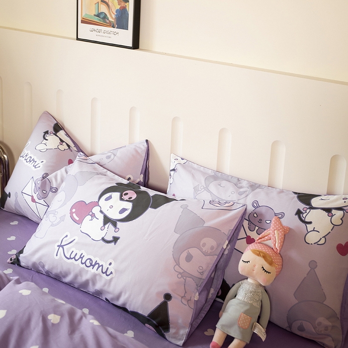 91家纺网 家纺一手货源 找家纺 博雅 2023新款三丽鸥卡通全棉四件套系列--第二批 开心库洛米